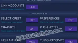 Settings Preferences in FIFA Mobile