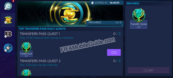 FIFA Mobile 21 Fall Festival Top Transfer Pass Daily Quests