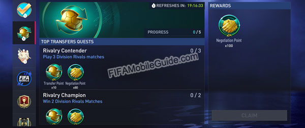 FIFA Mobile 22 Top Transfer Daily Quests