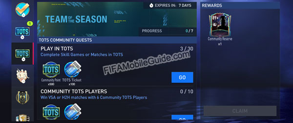 FIFA Mobile 22 TOTS Quests