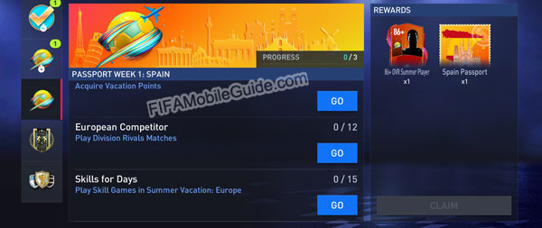 FIFA Mobile 22 Summer Vacation: Europe Weekly Quests