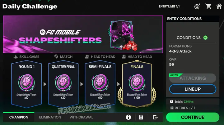 EA Sports FC Mobile 24: Shapeshifters Daily Challenge Mode