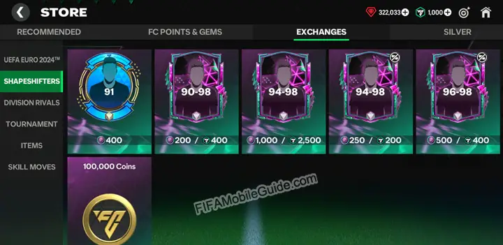 EA Sports FC Mobile 24: Shapeshifters Exchanges