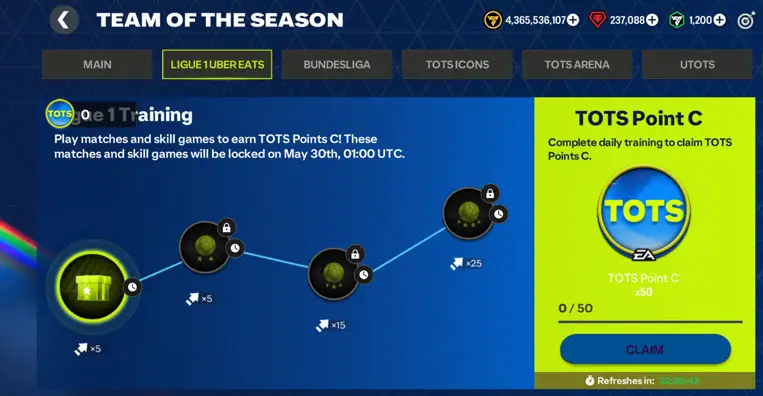 EA Sports FC Mobile 24: Team of the Season (TOTS) Ligue 1 Training