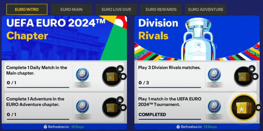 FC Mobile Euro 2024 Intro Objectives