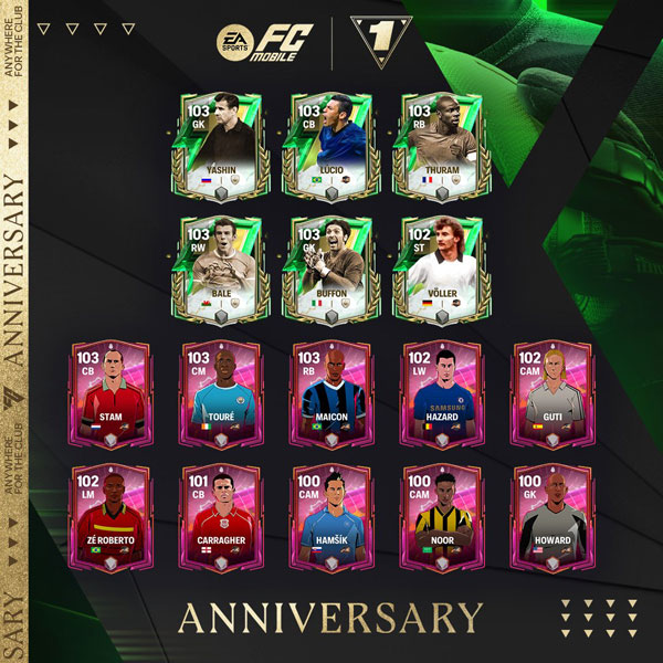 EA Sports FC Mobile 25 Anniversary Icons & Heroes Players