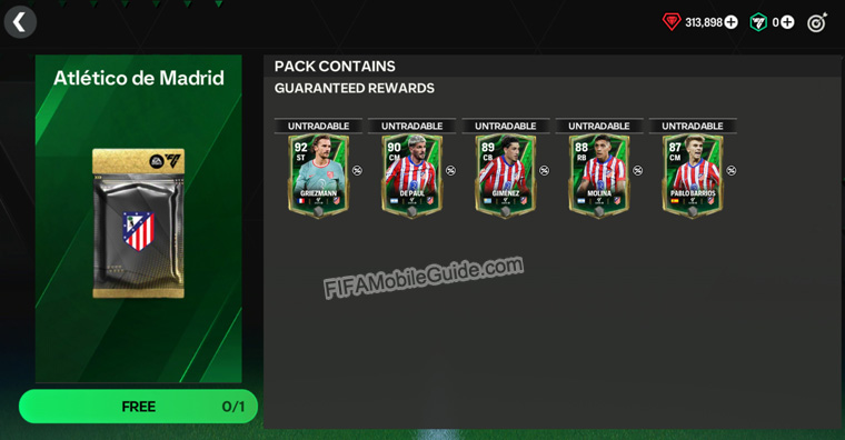 FC Mobile 25 For the Club: Atletico Madrid pack