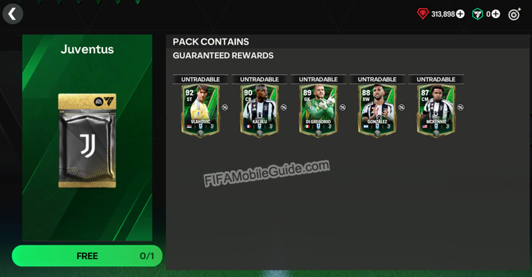 FC Mobile 25 For the Club: Juventus pack