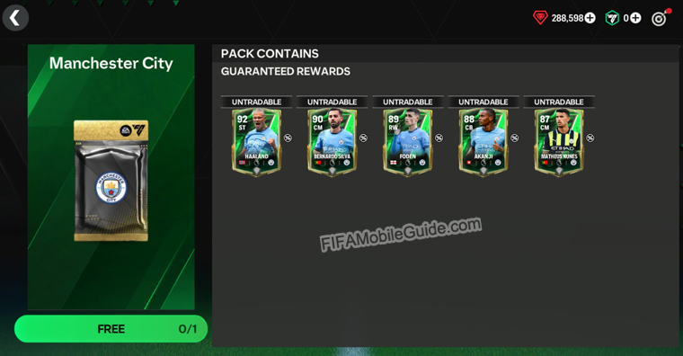 EA Sports FC Mobile 25 For the Club: Manchester City pack