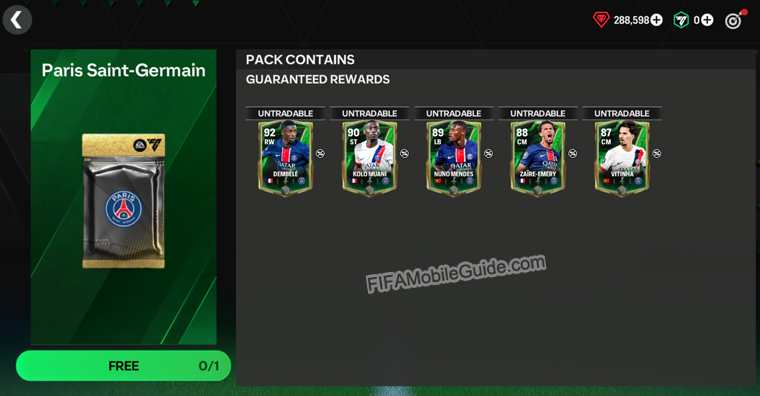 EA Sports FC Mobile 25 For the Club: PSG pack