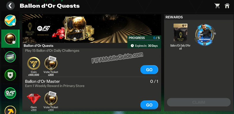 EA Sports FC Mobile 25: Ballon d'Or Quests