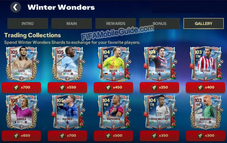 FC Mobile 25: Winter Wonders Trading Collections