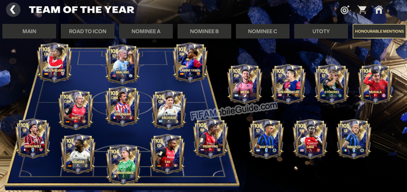 FC Mobile 25: TOTY Honourable Mentions Players