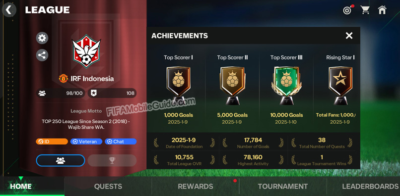 EA Sports FC Mobile 25: League Achievements