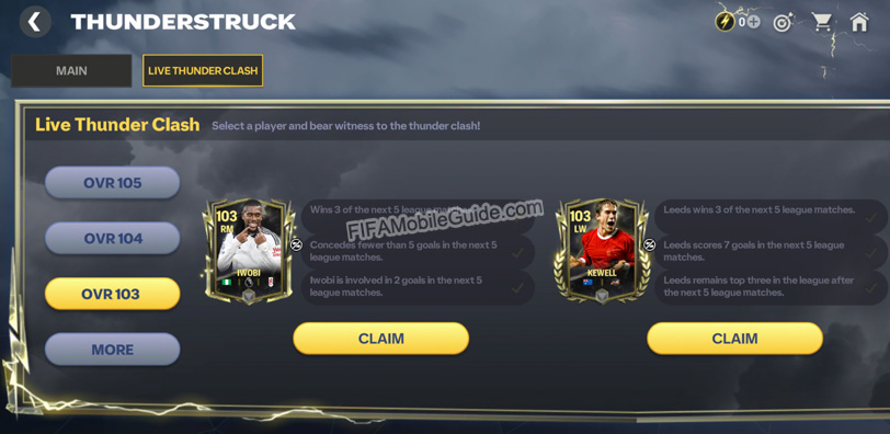 EA Sports FC Mobile 25: Thunderstruck Live OVR 103