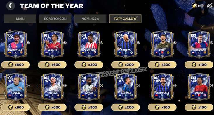 EA Sports FC Mobile 25: TOTY Gallery - Nominee A Players