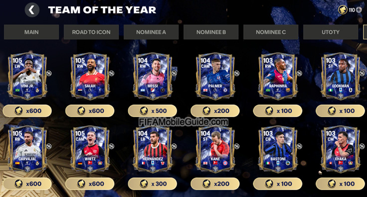 FC Mobile 25: TOTY Nominee C Player Exchanges